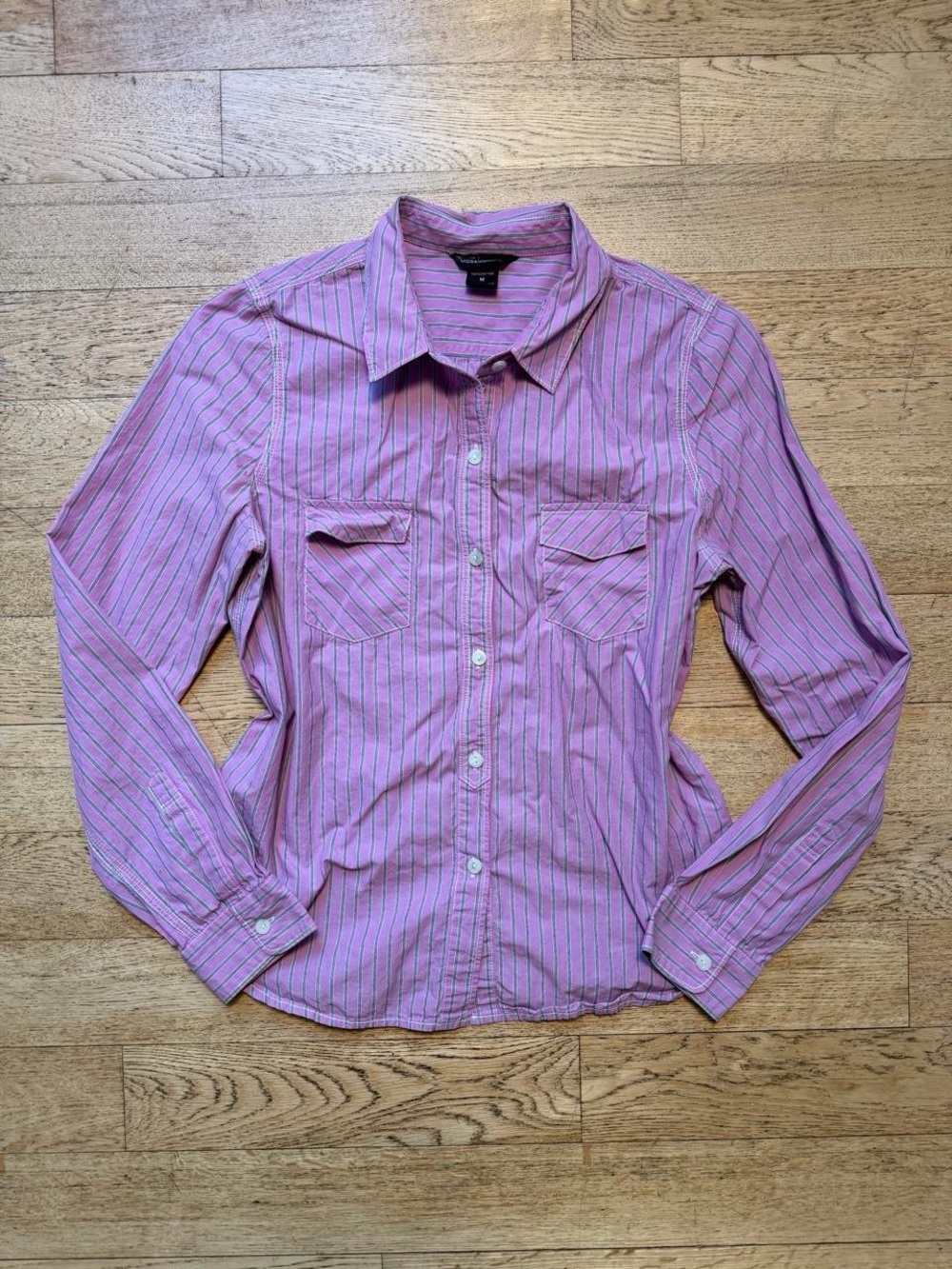 Y2K Moda International Purple Office Siren Striped Button-Up Shirt